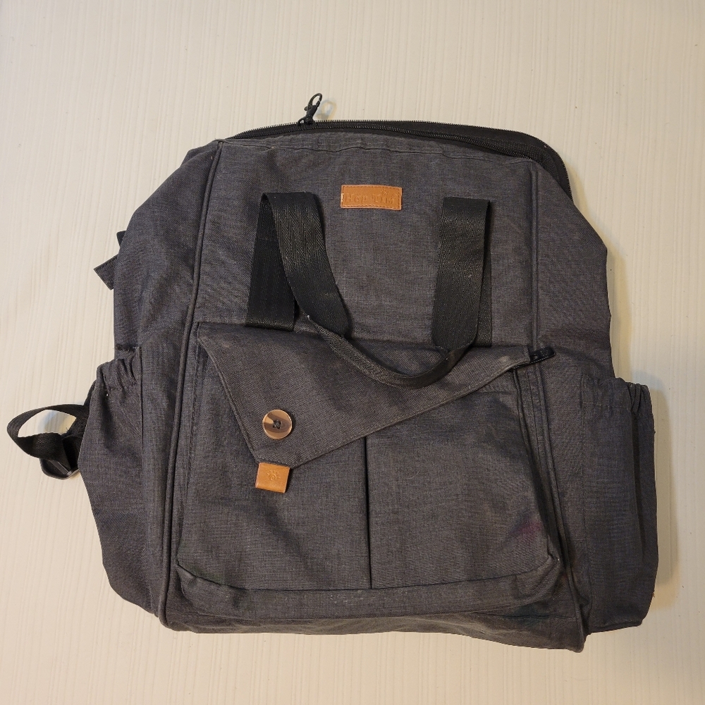 Stylish Gray Backpack diaper bag